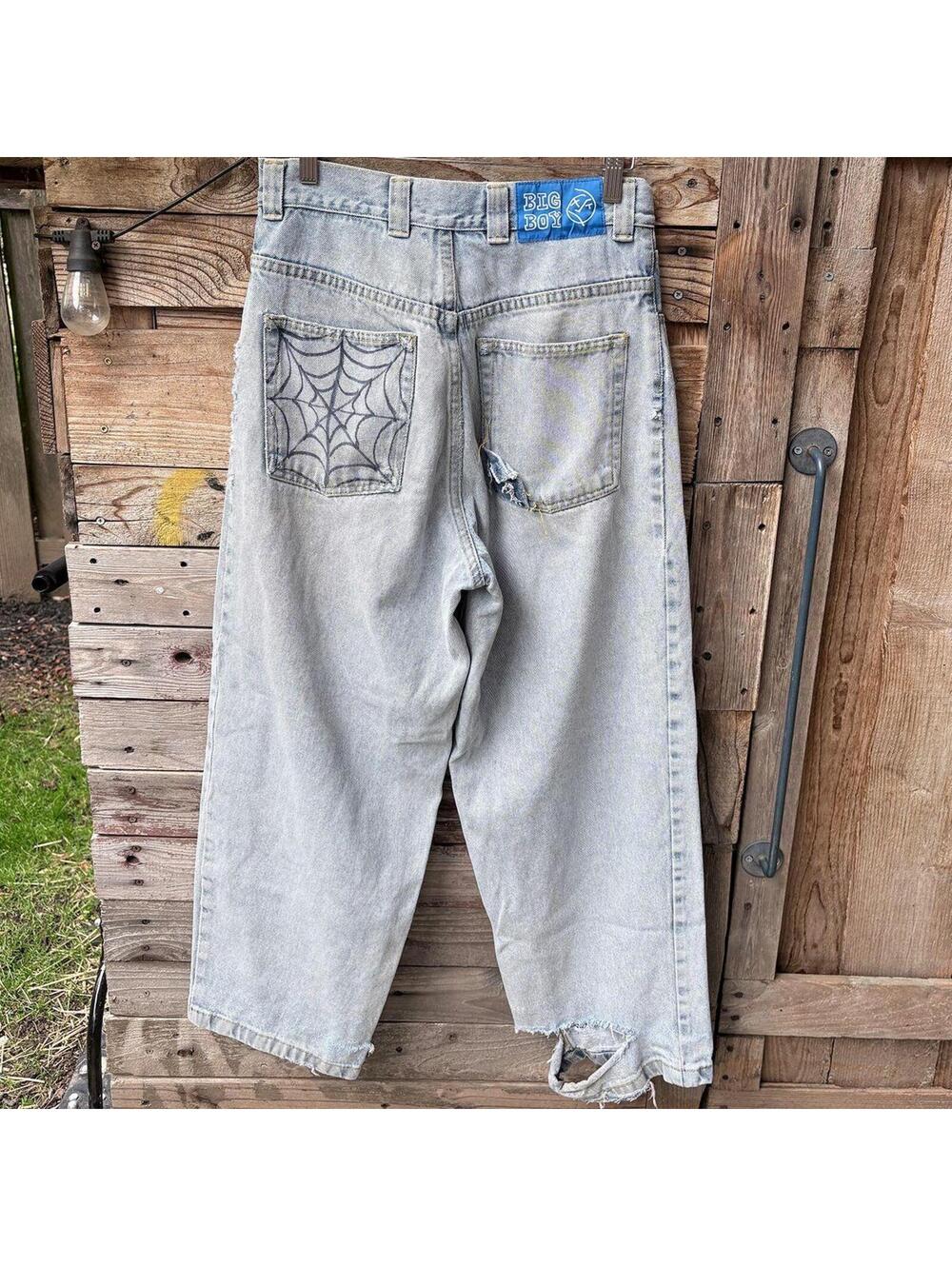 Big Boy Light Wash Baggy Patchwork Denim Jeans